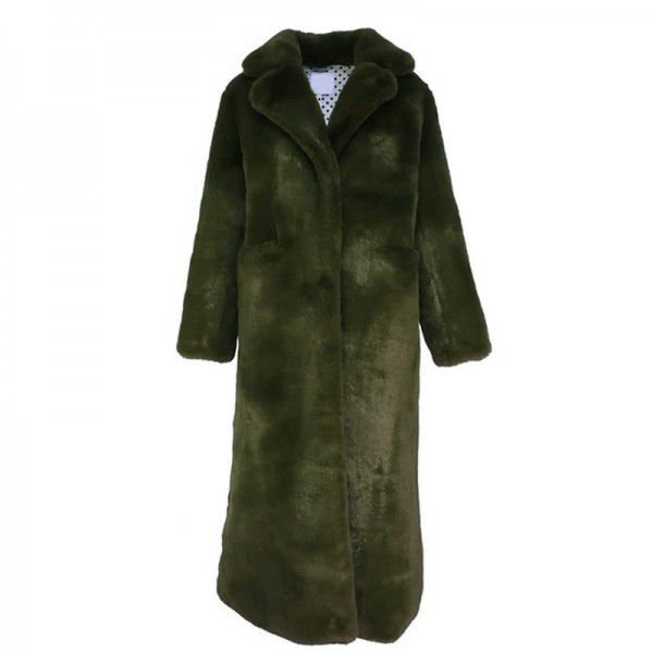 Winter New Artificial Fur Coat Women's Mid length Flip Collar Slim Fit Rex Rabbit Fur Coat