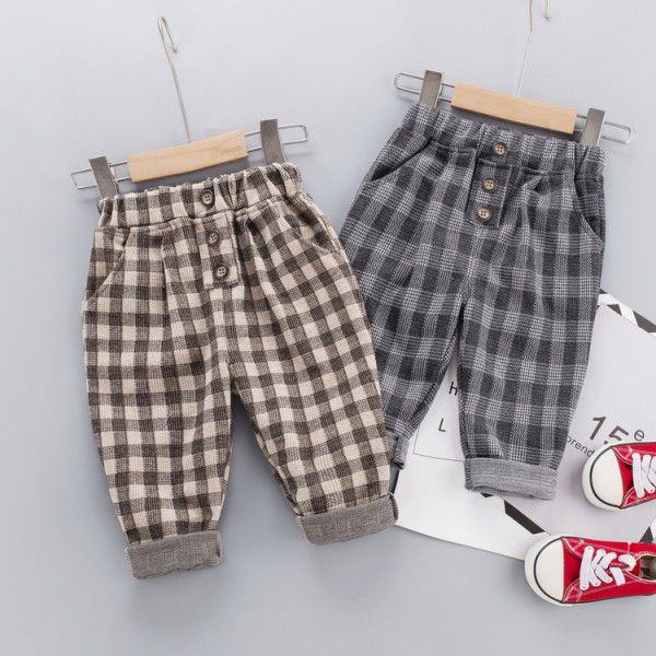 Boys' Pants Checkered Autumn New Children's Spring Autumn Casual Pants Western Pants Baby Pants Thin Fashionable 