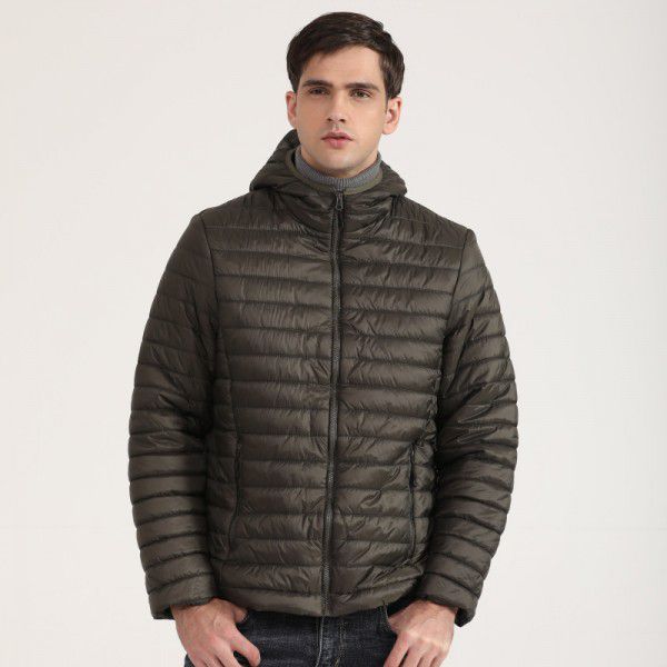 Lightweight hooded cotton jacket for men, European and American casual short cotton jacket 