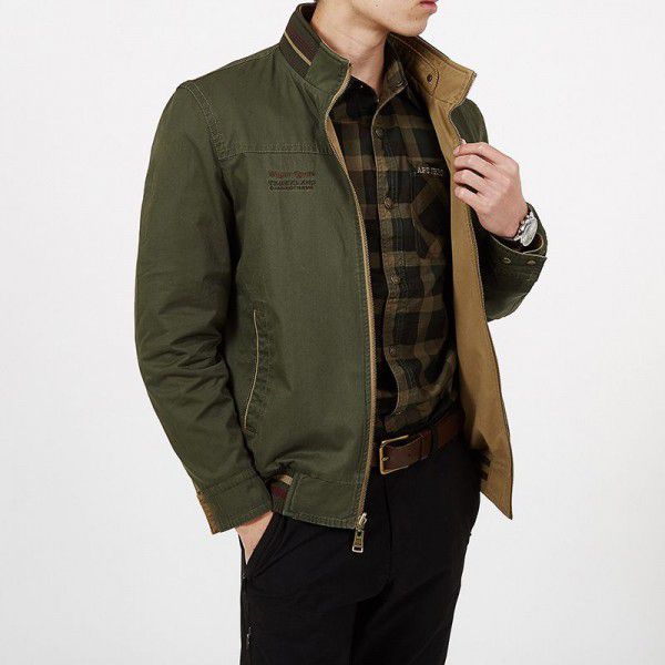 Men wearing double-sided jackets, all cotton casual middle-aged double-sided jackets, cross-border jackets, oversized tops 