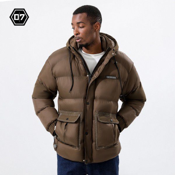 Winter plush and thick multi pocket men's cotton jacket casual cotton jacket