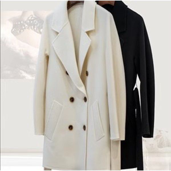 Autumn and winter new product M coat woolen coat double-sided woolen coat temperament casual double breasted coat for women 