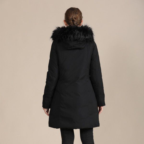 Long style Parker cotton jacket, women's large fur collar, slim fit cotton jacket, women's coat, cotton jacket
