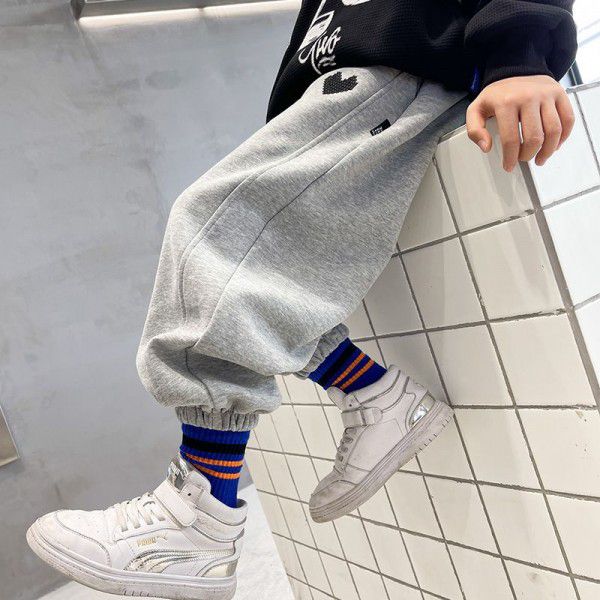 Children's Spring and Autumn New Big Boys' Spring and Autumn Grey Sports Guards Pants Casual Pants Korean Version 