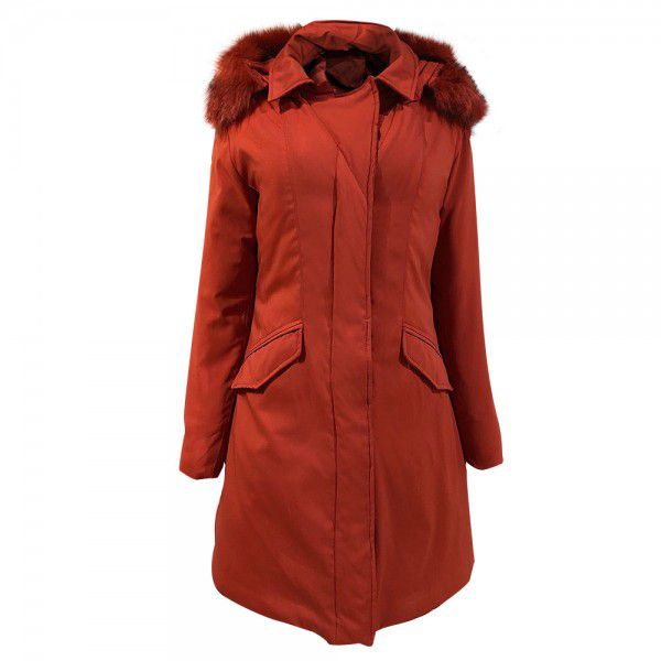Long style Parker cotton jacket, women's large fur collar, slim fit cotton jacket, women's coat, cotton jacket