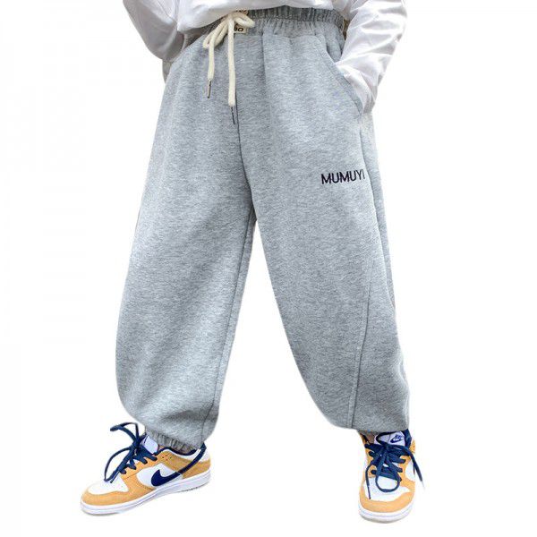 Boys' Baby Pants Spring Loose Fashionable New Children's Small and Middle School Children's Bundle Foot Guard Pants Sweatpants Pure Cotton 