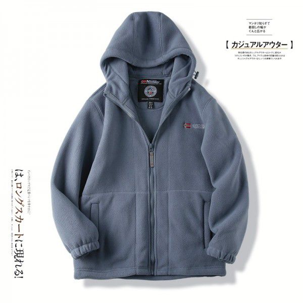Functional outdoor cold resistant men's jacket, winter new hooded fleece fleece jacket 