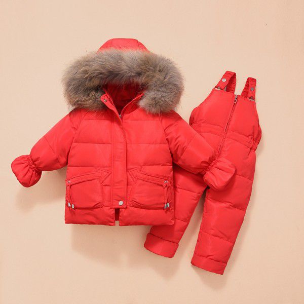 Baby down jacket set, new boys and girls, children's thick two-piece set, baby 1-3 year old winter children's coat