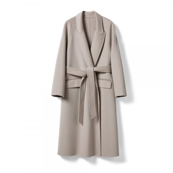 Autumn and winter new double-sided cashmere coat with wool suit collar, long coat, woolen coat, cashmere coat 