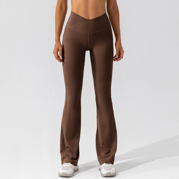 Naked and tight fitting dance wide leg pants with raised buttocks and high waist, casual flared pants, fitness sports yoga pants
