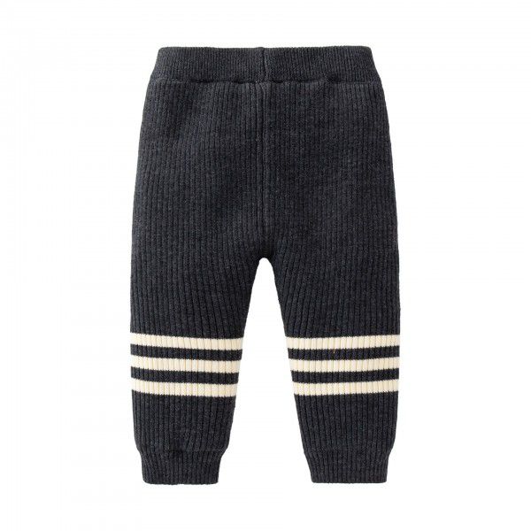 Autumn New Bottom Pants Dark Grey Versatile Girls' Knitted Pit Strips Casual Bottom Pants 