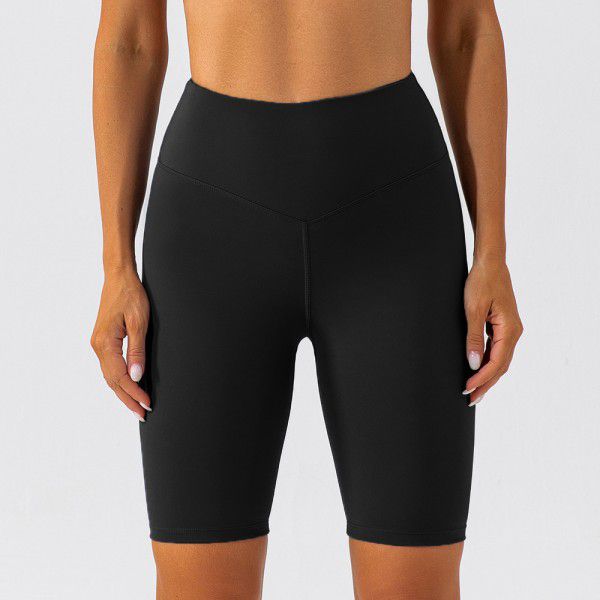 Naked yoga shorts for women with a high waist and hip lift, quick drying exercise, cycling, and tight yoga pants