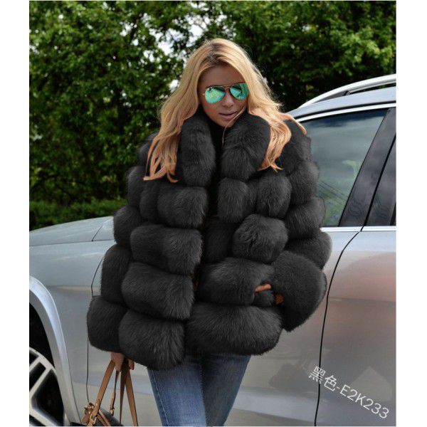 Autumn and Winter New Fur Coat Women's Imitation Fur Coat Fox Hair Splice