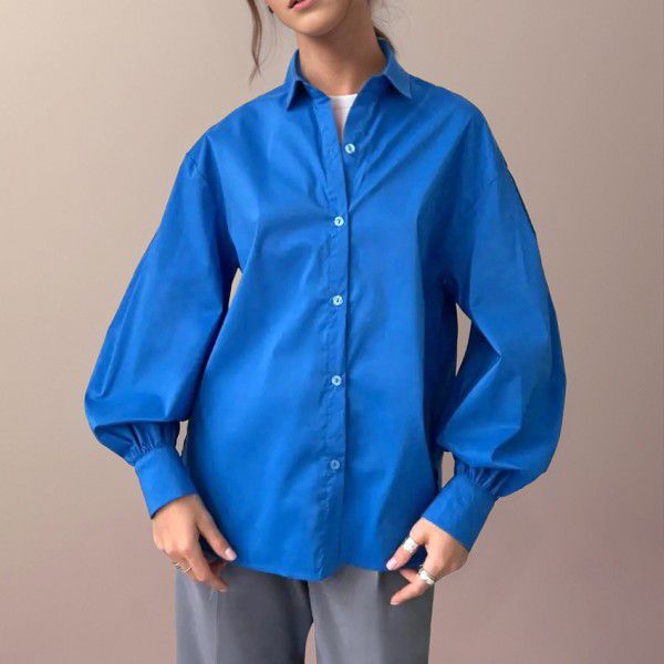 Multi colored shirt, casual and versatile commuting shirt, women's clothing