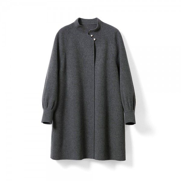 Autumn and Winter Chinese Vintage Wool Coat Standing Collar Small Short Loose Coat Top Women's Double sided Wool 