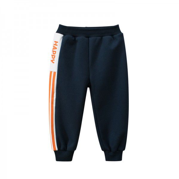 Boys' sportswear pants with plush autumn and winter new children's pants 