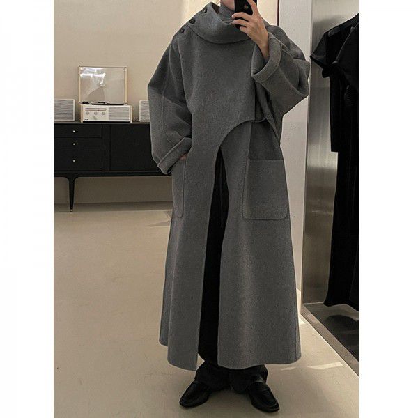 Layered overlapping design coat for women's winter new warm and warm double-sided fabric 