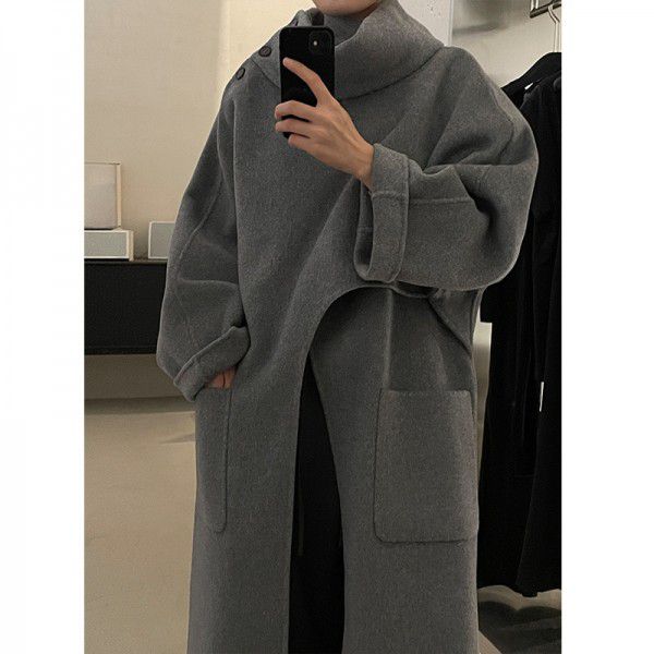 Layered overlapping design coat for women's winter new warm and warm double-sided fabric 