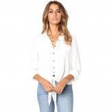 New style women beautiful white casual blouse 